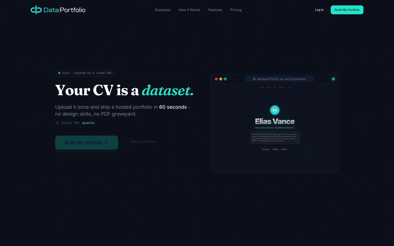 Dataportfolio.co.uk — Your CV is a dataset